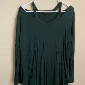 Green Amaryllis Cold open strappy Shoulder Long Sleeve Top